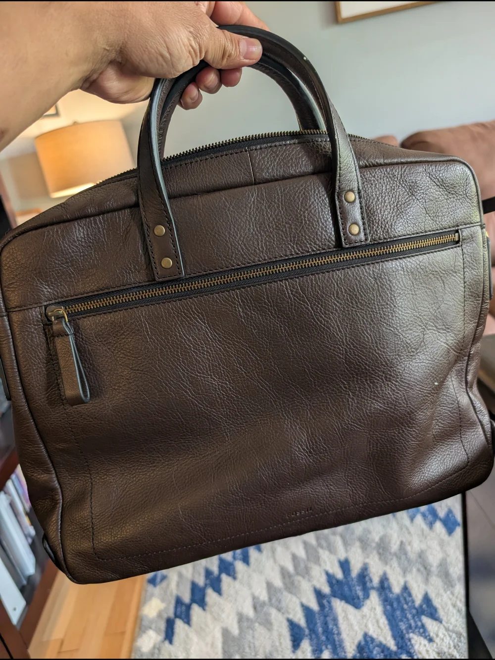 FOSSIL Haskell Double Briefbag Top Handle Laptop Bag Dark Loden Khaki